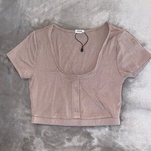 Ribbed Beige Crop Top